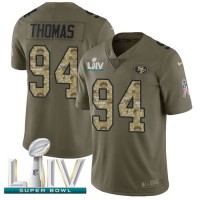 Nike San Francisco 49ers #94 Solomon Thomas Olive/Camo Super Bowl LIV 2020 Men's Stitched NFL Limited 2017 Salute To Service Jersey
