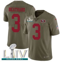 Nike San Francisco 49ers #3 C.J. Beathard Olive Super Bowl LIV 2020 Men's Stitched NFL Limited 2017 Salute To Service Jersey