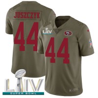 Nike San Francisco 49ers #44 Kyle Juszczyk Olive Super Bowl LIV 2020 Men's Stitched NFL Limited 2017 Salute To Service Jersey