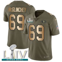 Nike San Francisco 49ers #69 Mike McGlinchey Olive/Gold Super Bowl LIV 2020 Men's Stitched NFL Limited 2017 Salute To Service Jersey