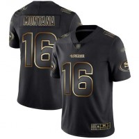 Nike San Francisco 49ers #16 Joe Montana Black/Gold Men's Stitched NFL Vapor Untouchable Limited Jersey