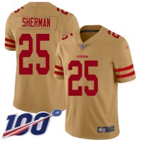 Nike San Francisco 49ers #25 Richard Sherman Gold Men's Stitched NFL Limited Inverted Legend 100th Season Jersey