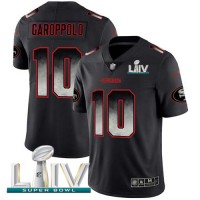 Nike San Francisco 49ers #10 Jimmy Garoppolo Black Super Bowl LIV 2020 Men's Stitched NFL Vapor Untouchable Limited Smoke Fashion Jersey