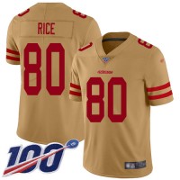 Nike San Francisco 49ers #80 Jerry Rice Gold Men's Stitched NFL Limited Inverted Legend 100th Season Jersey