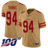 Nike San Francisco 49ers #94 Solomon Thomas Gold Men's Stitched NFL Limited Inverted Legend 100th Season Jersey