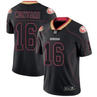 Nike San Francisco 49ers #16 Joe Montana Lights Out Black Men's Stitched NFL Limited Rush Jersey