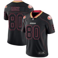 Nike San Francisco 49ers #80 Jerry Rice Lights Out Black Men's Stitched NFL Limited Rush Jersey
