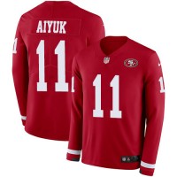 Nike San Francisco 49ers #11 Brandon Aiyuk Red Team Color Men's Stitched NFL Limited Therma Long Sleeve Jersey