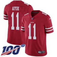 Nike San Francisco 49ers #11 Brandon Aiyuk Red Team Color Men's Stitched NFL 100th Season Vapor Untouchable Limited Jersey