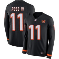 Nike Cincinnati Bengals #11 John Ross III Black Team Color Men's Stitched NFL Limited Therma Long Sleeve Jersey