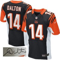 Nike Cincinnati Bengals #14 Andy Dalton Black Team Color Men's Stitched NFL Elite Autographed Jersey