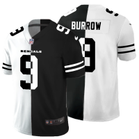 Cincinnati Cincinnati Bengals #9 Joe Burrow Men's Black V White Peace Split Nike Vapor Untouchable Limited NFL Jersey