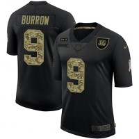 Cincinnati Cincinnati Bengals #9 Joe Burrow Men's Nike 2020 Salute To Service Camo Limited NFL Jersey Black