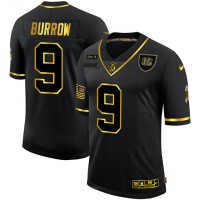 Cincinnati Cincinnati Bengals #9 Joe Burrow Men's Nike 2020 Salute To Service Golden Limited NFL Jersey Black