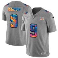 Cincinnati Cincinnati Bengals #9 Joe Burrow Men's Nike Multi-Color 2020 NFL Crucial Catch NFL Jersey Greyheather
