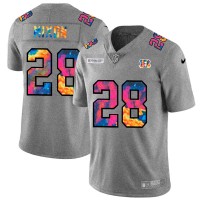 Cincinnati Cincinnati Bengals #28 Joe Mixon Men's Nike Multi-Color 2020 NFL Crucial Catch NFL Jersey Greyheather