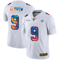 Cincinnati Cincinnati Bengals #9 Joe Burrow Men's White Nike Multi-Color 2020 NFL Crucial Catch Limited NFL Jersey