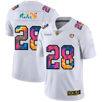 Cincinnati Cincinnati Bengals #28 Joe Mixon Men's White Nike Multi-Color 2020 NFL Crucial Catch Limited NFL Jersey