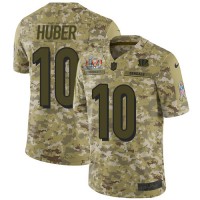 Nike Cincinnati Bengals #10 Kevin Huber Camo Super Bowl LVI Patch Men's Stitched NFL Limited 2018 Salute To Service Jersey