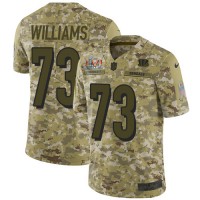 Nike Cincinnati Bengals #73 Jonah Williams Camo Super Bowl LVI Patch Men's Stitched NFL Limited 2018 Salute To Service Jersey