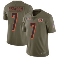 Nike Cincinnati Bengals #7 Boomer Esiason Olive Super Bowl LVI Patch Men's Stitched NFL Limited 2017 Salute To Service Jersey