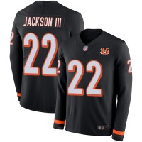 Nike Cincinnati Bengals #22 William Jackson III Black Team Color Men's Stitched NFL Limited Therma Long Sleeve Jersey