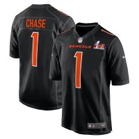 Cincinnati Cincinnati Bengals #1 Ja'Marr Chase Black Men's Nike Super Bowl LVI Bound Game Fashion Jersey