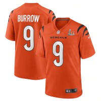 Cincinnati Cincinnati Bengals #9 Joe Burrow Orange Super Bowl LVI Patch Nike Alternate Game Jersey