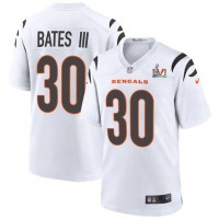 Cincinnati Cincinnati Bengals #30 Jessie Bates White Super Bowl LVI Patch Nike Game Jersey