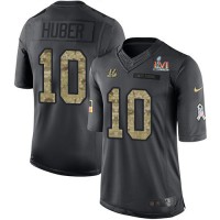 Nike Cincinnati Bengals #10 Kevin Huber Black Team Color Super Bowl LVI Patch Men's Stitched NFL Limited Therma Long Sleeve Jersey