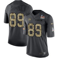 Nike Cincinnati Bengals #89 Drew Sample Black Team Color Super Bowl LVI Patch Men's Stitched NFL Limited Therma Long Sleeve Jersey