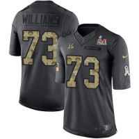 Nike Cincinnati Bengals #73 Jonah Williams Black Team Color Super Bowl LVI Patch Men's Stitched NFL Limited Therma Long Sleeve Jersey