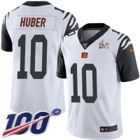 Nike Cincinnati Bengals #10 Kevin Huber White Super Bowl LVI Patch Men's Stitched NFL Limited Rush 100th Season Jersey