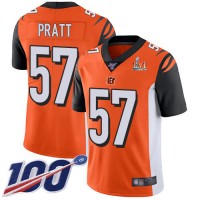 Nike Cincinnati Bengals #57 Germaine Pratt Orange Super Bowl LVI Patch Alternate Men's Stitched NFL 100th Season Vapor Limited Jersey