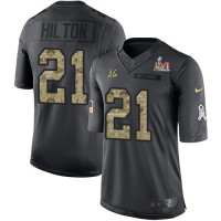 Nike Cincinnati Bengals #21 Mike Hilton Black Super Bowl LVI Patch Men's Stitched NFL Limited 2016 Salute to Service Jersey