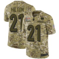 Nike Cincinnati Bengals #21 Mike Hilton Camo Super Bowl LVI Patch Men's Stitched NFL Limited 2018 Salute To Service Jersey