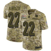 Nike Cincinnati Bengals #22 Chidobe Awuzie Camo Super Bowl LVI Patch Men's Stitched NFL Limited 2018 Salute To Service Jersey