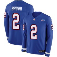 Nike Buffalo Bills #2 John Brown Royal Blue Team Color Men's Stitched NFL Limited Therma Long Sleeve Jersey