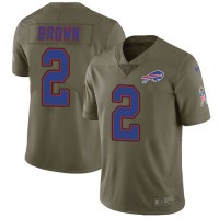 Nike Buffalo Bills #2 John Brown Olive Men's Stitched NFL Limited 2017 Salute To Service Jersey