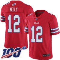Nike Buffalo Bills #12 Jim Kelly Red Men's Stitched NFL Limited Rush 100th Season Jersey