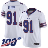 Nike Buffalo Bills #91 Ed Oliver White Men's Stitched NFL 100th Season Vapor Limited Jersey