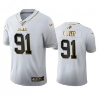 Buffalo Buffalo Bills #91 Ed Oliver Men's Nike White Golden Edition Vapor Limited NFL 100 Jersey