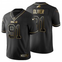 Buffalo Buffalo Bills #91 Ed Oliver Men's Nike Black Golden Limited NFL 100 Jersey