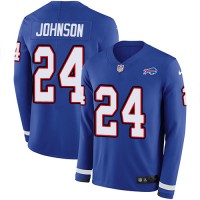 Nike Buffalo Bills #24 Taron Johnson Royal Blue Team Color Men's Stitched NFL Limited Therma Long Sleeve Jersey