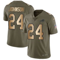Nike Buffalo Bills #24 Taron Johnson Olive/Gold Men's Stitched NFL Limited 2017 Salute To Service Jersey