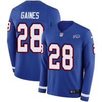 Nike Buffalo Bills #28 E.J. Gaines Royal Blue Team Color Men's Stitched NFL Limited Therma Long Sleeve Jersey