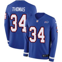 Nike Buffalo Bills #34 Thurman Thomas Royal Blue Team Color Men's Stitched NFL Limited Therma Long Sleeve Jersey