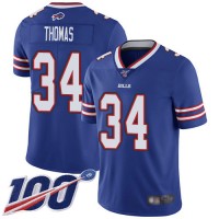 Nike Buffalo Bills #34 Thurman Thomas Royal Blue Team Color Men's Stitched NFL 100th Season Vapor Limited Jersey