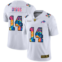 Buffalo Buffalo Bills #14 Stefon Diggs Men's White Nike Multi-Color 2020 NFL Crucial Catch Limited NFL Jersey
