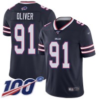 Nike Buffalo Bills #91 Ed Oliver Navy Men's Stitched NFL Limited Inverted Legend 100th Season Jersey
